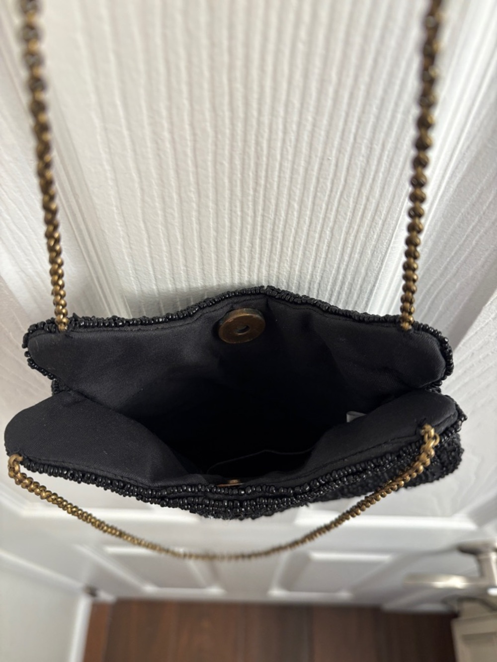 Vintage Black Beaded Evening Handbag - Fabulous w/Chain - Picture 6 of 13